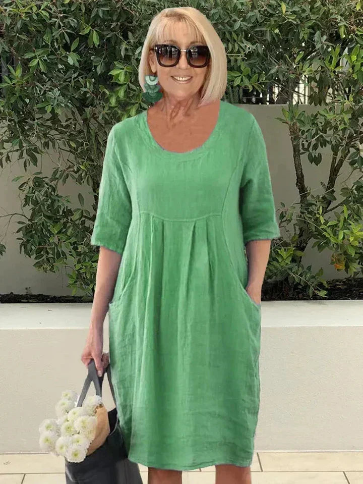 Midi-Jurk Met Zakken Zomerjurk Vrouwen Jurk