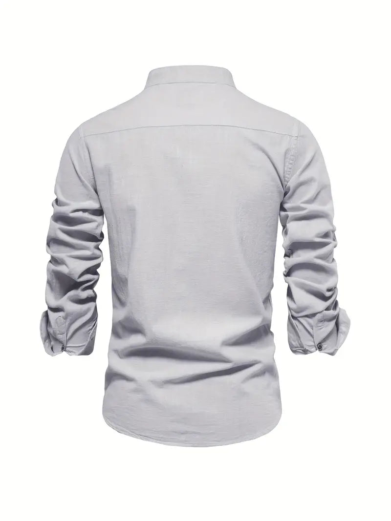 Heren Overhemd Klassiek Slim Fit Wit Blauw