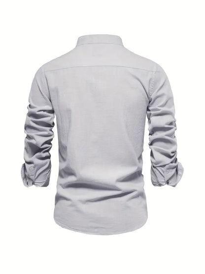 Heren Overhemd Klassiek Slim Fit Wit Blauw