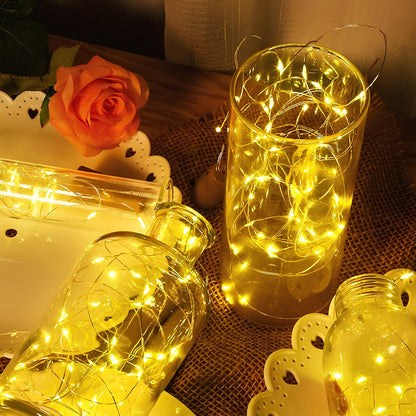 Solar LED Lichtsnoer Warm Wit Groene Koperdraad IP65 Waterdicht Voor Tuin Terras & Balkon