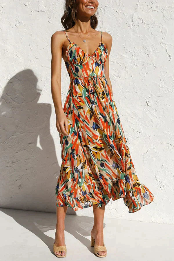 Midi Jurk Zomerjurk Vrouwelijk Kleurrijk Kort Model - StudioMarella