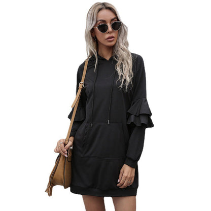 Dames Hoodie Jurk Zacht met Pofmouwen Comfortabel