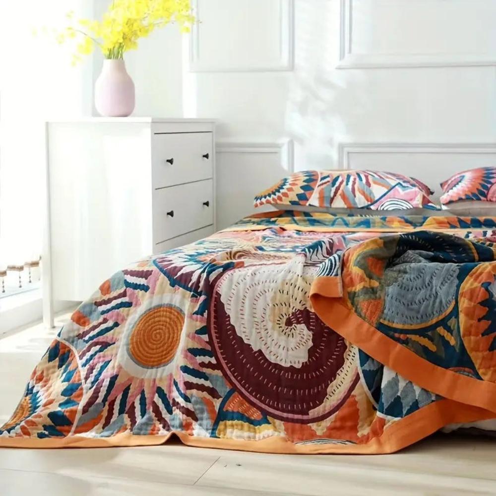 Katoenen Plaid Sunburst – Zacht & Luchtig Vierseizoenen Deken 150x200