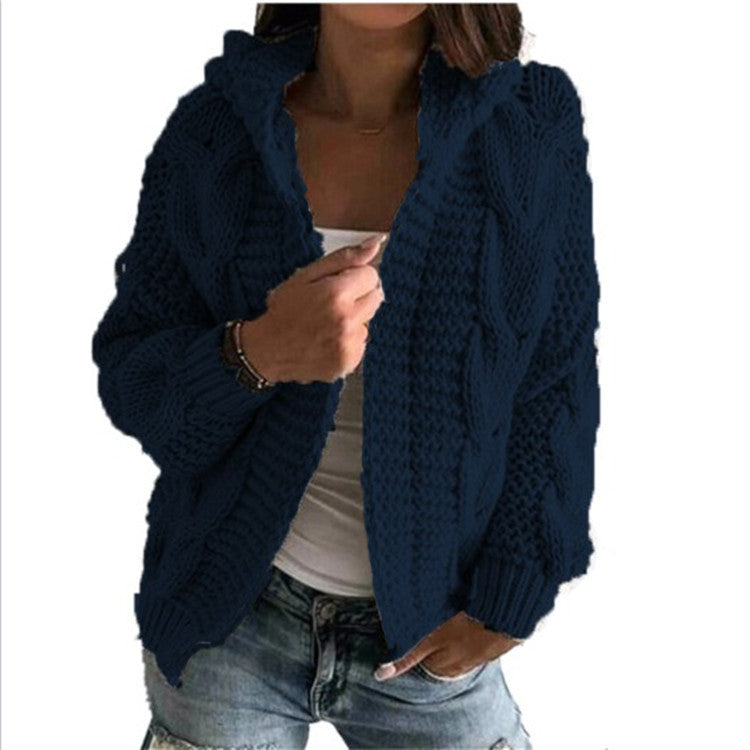 Dames Vest Capuchon Gebreid Kabeltrui Warm