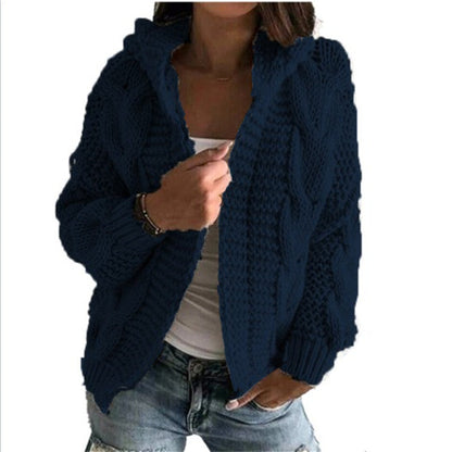 Dames Vest Capuchon Gebreid Kabeltrui Warm