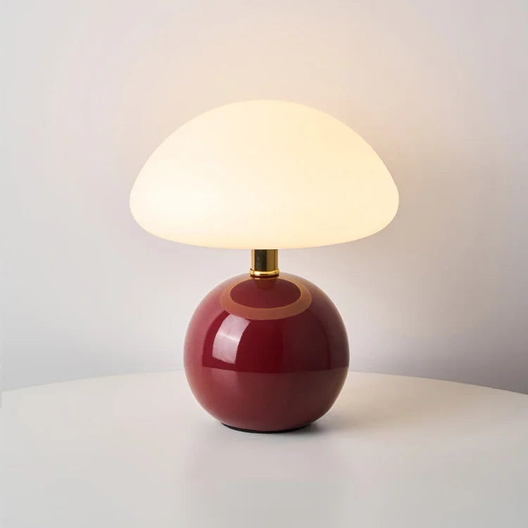 Tafellamp Paddenstoel Crème Keramiek Retro Design Dimbaar LED