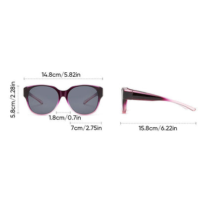 Overzetzonnebril Gepolariseerd UV400 Cat-Eye Dames Heren Universeel Over Bril Dragen Kunststof Heldere Lens