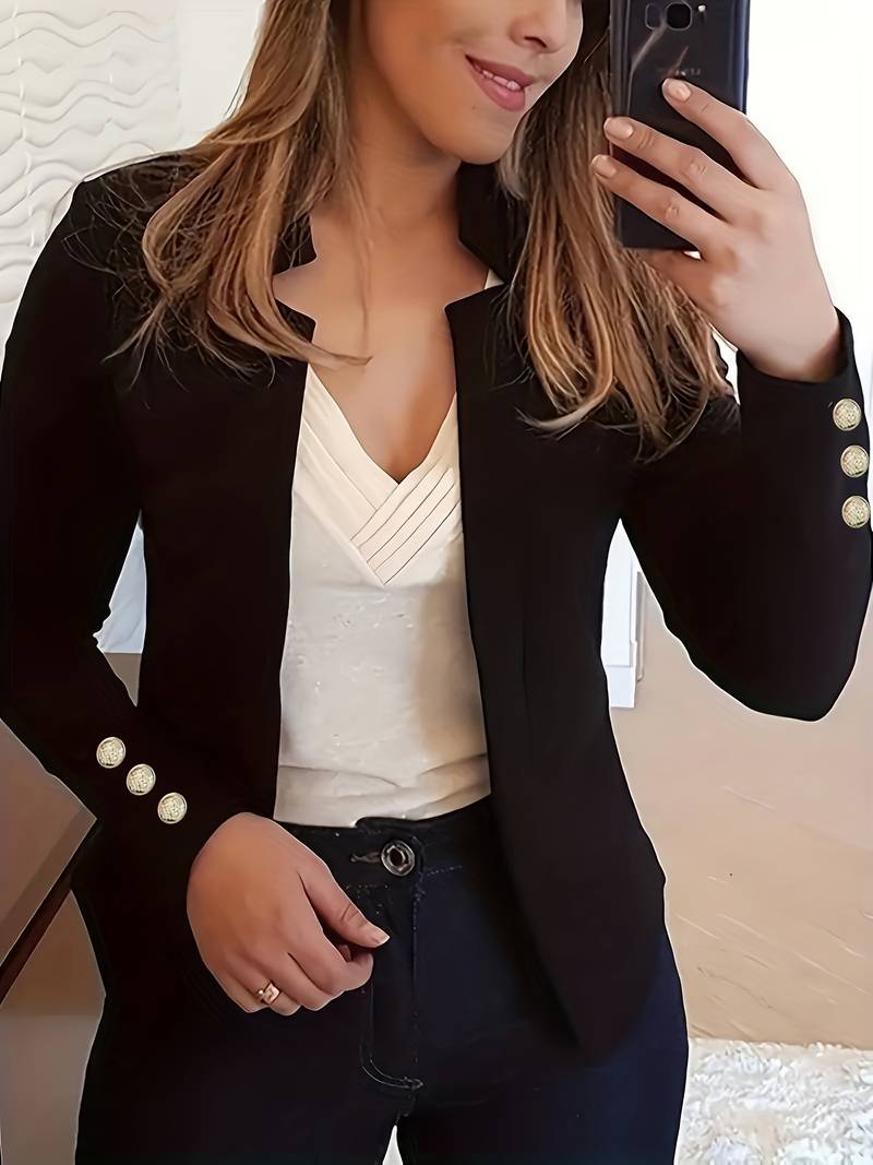 Dames Blazer Lichtgewicht Katoen Lange Mouw Casual Stijl