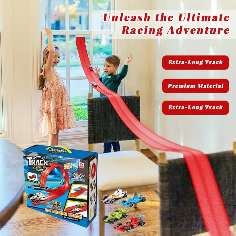 Flexibele DIY Racebaan voor Kinderen – 5 Meter Race Track met Auto's en Loopings