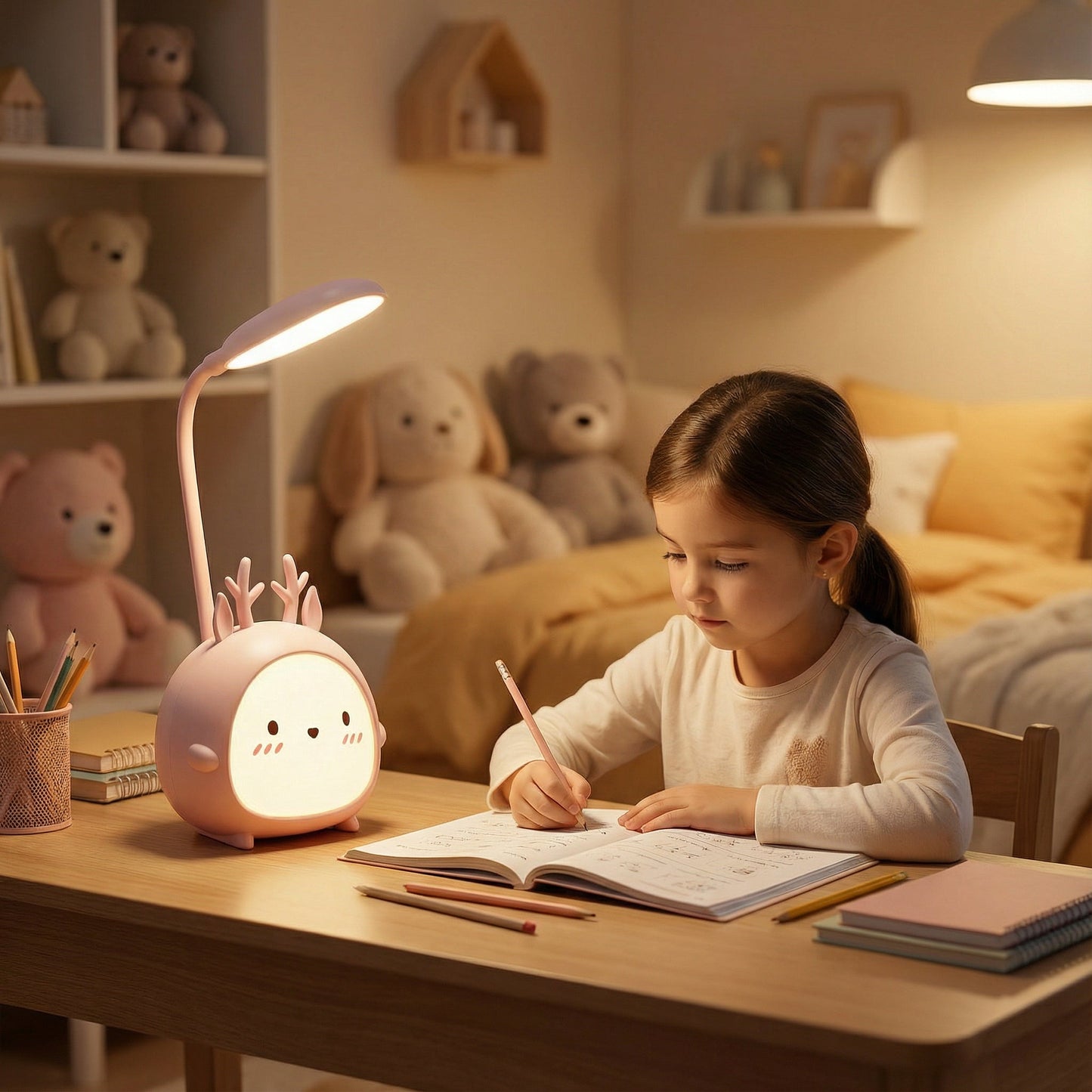 Oplaadbare Kinderlamp met Flexibele Arm en LED-Verlichting – Bureaulamp voor Kinderkamer