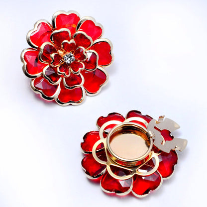 Dames Manchetknoop Bloem Patroon Elegant Zilver