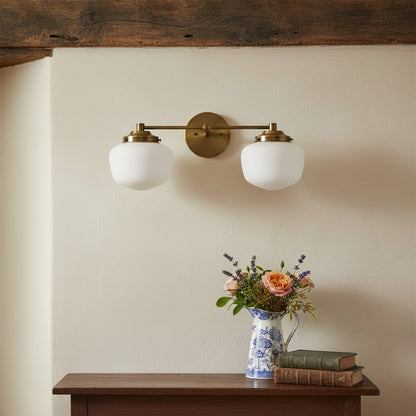 Globe Wandlamp Klassieke Badkamer Schoolhouse Verlichting Mat Opaal Glas voor Spiegel en Wastafel