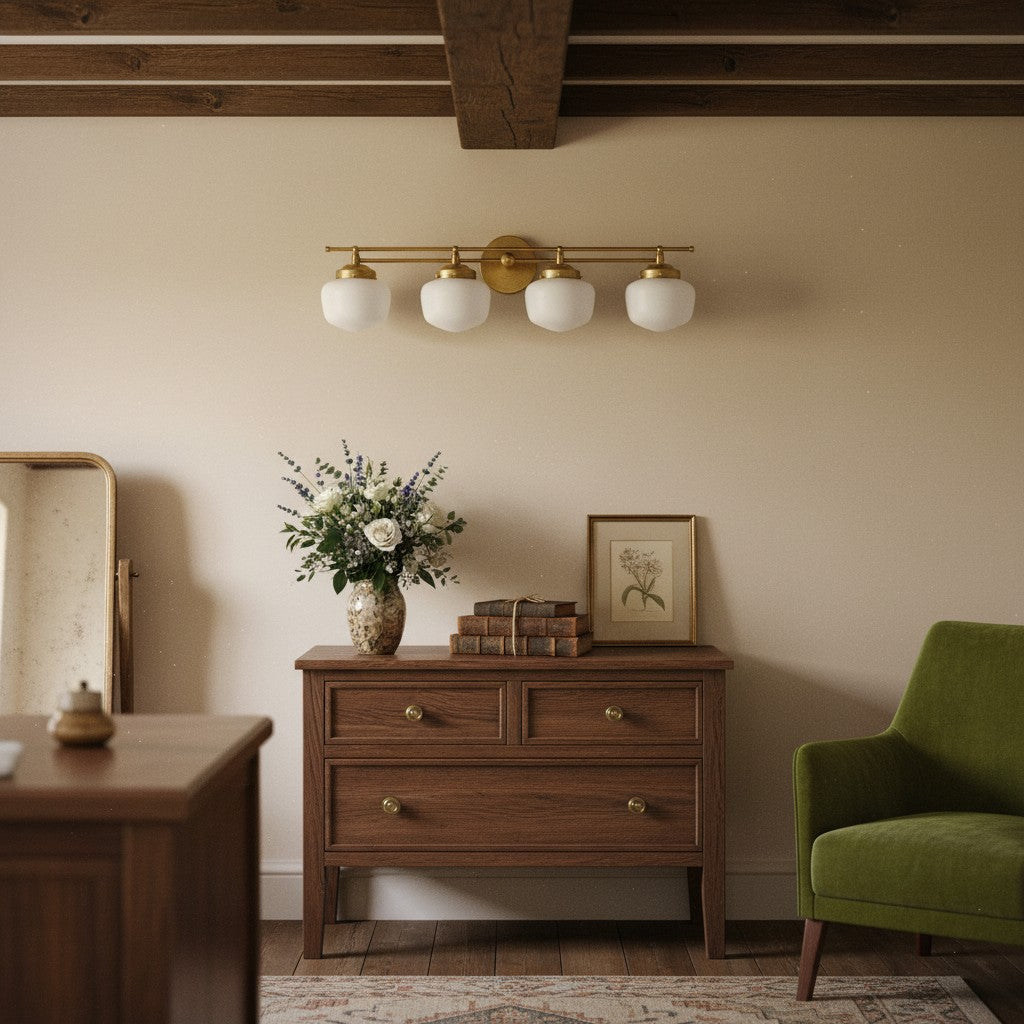 Globe Wandlamp Klassieke Badkamer Schoolhouse Verlichting Mat Opaal Glas voor Spiegel en Wastafel