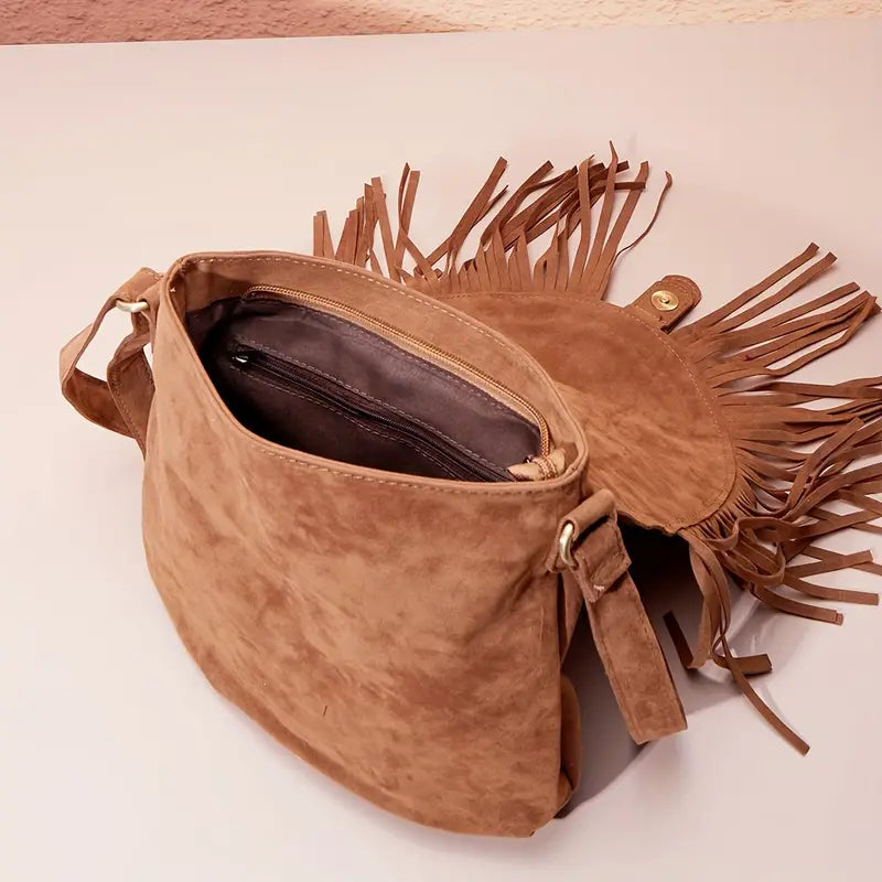 Kleine Crossbody Tas voor Dames met Kwastje Stijlvol