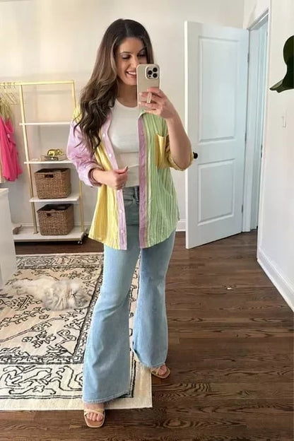 Hoge Taille Jeans Flared Comfortabele Katoen Stretch