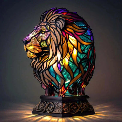 Decoratieve Tafellamp met Dierenprint Gebrandschilderd Glas Effect 15cm Warm Sfeerlicht voor Woonkamer Slaapkamer Nachtkastje
