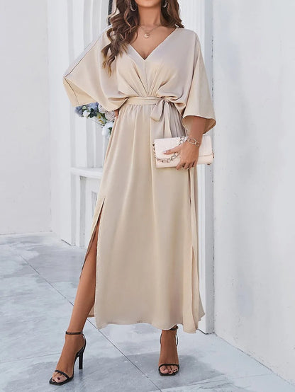 Zomerjurk Dames Maxi V-hals Losse Pasvorm Comfortabel