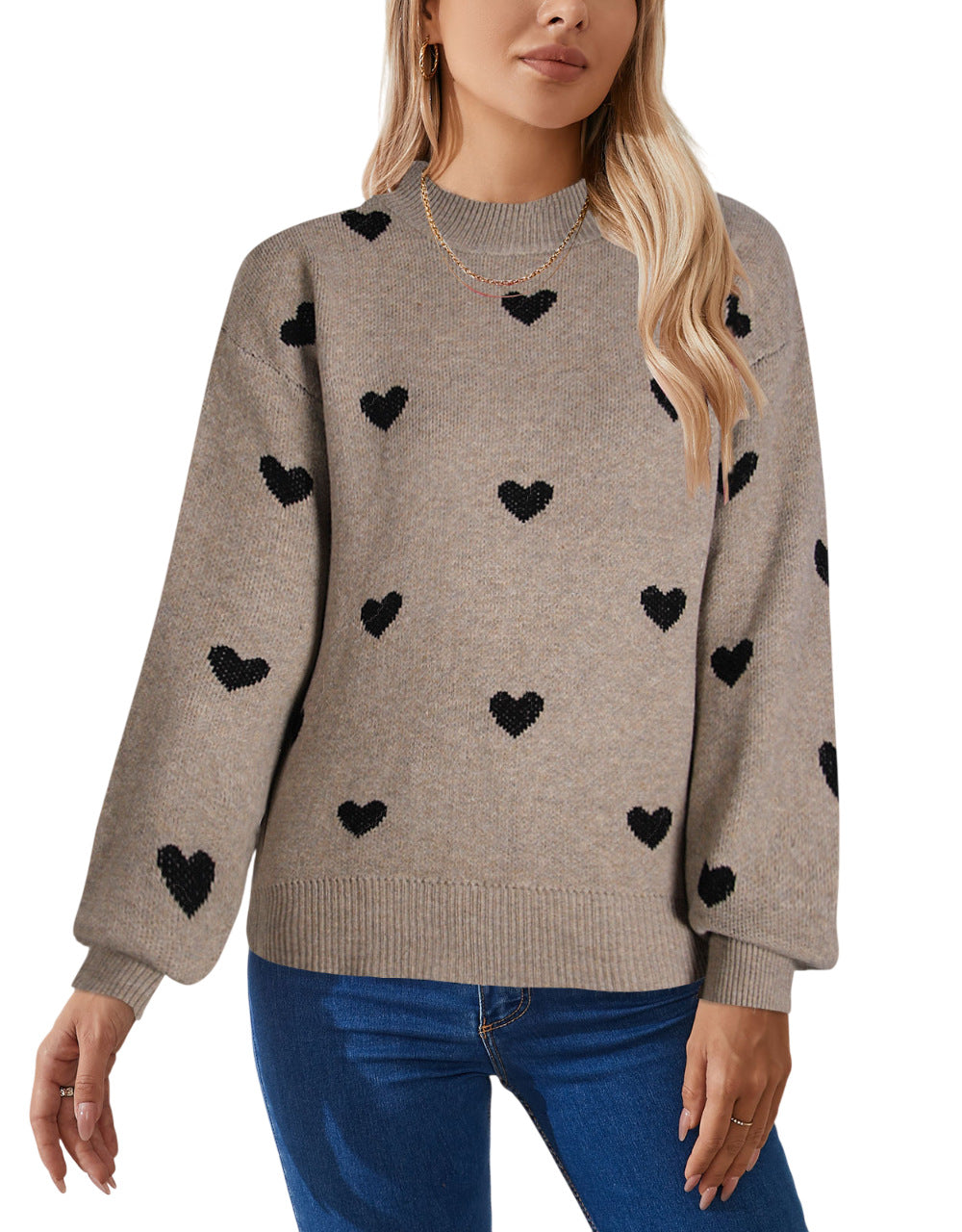 Dames Trui Zachte Hartjes Reggy Stijlvolle Look → Dames Trui met Hartjes Zachte Stof Reggy Stijl