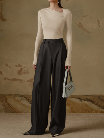 Dames Top Lange Mouwen Asymmetrische Klassieke Stijl