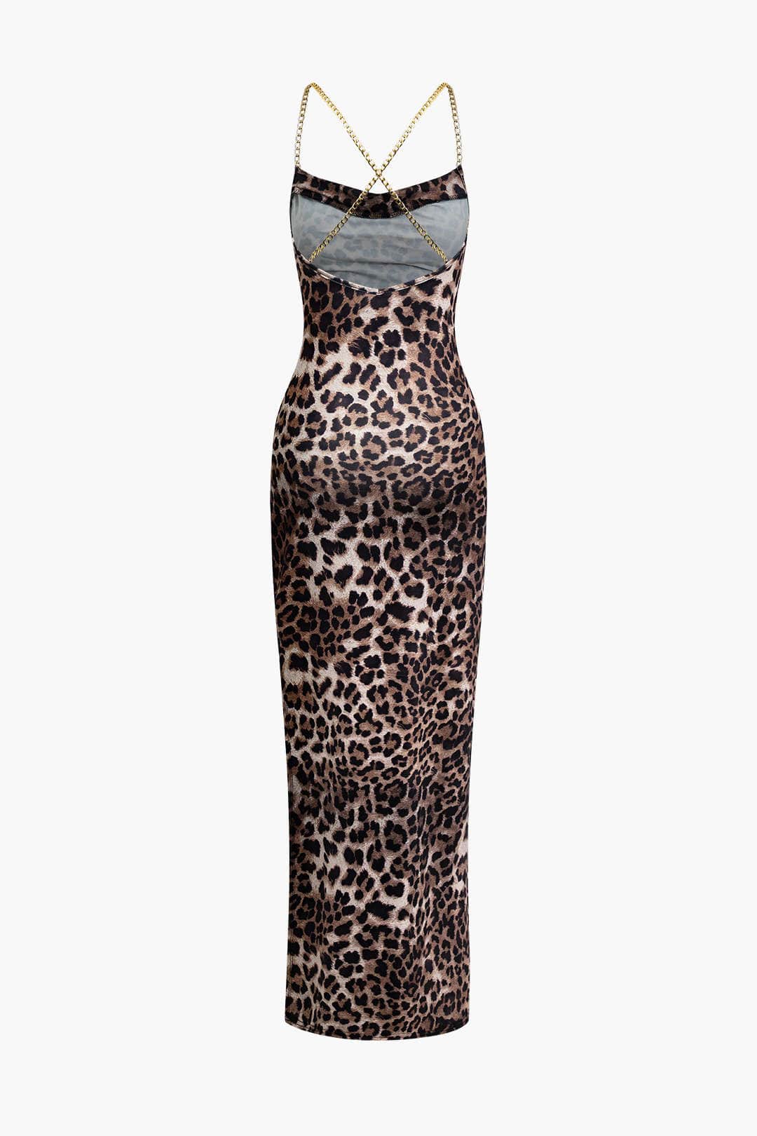 Leopard Maxikleed Lange Verleidelijke Jurk met Beenspleet