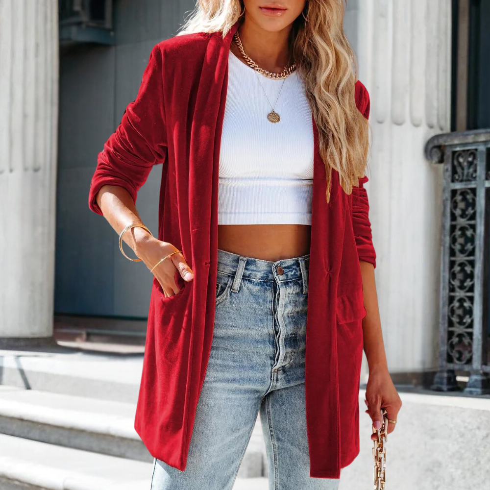 Zwart Fluwelen Jas Elegant Zomermodel