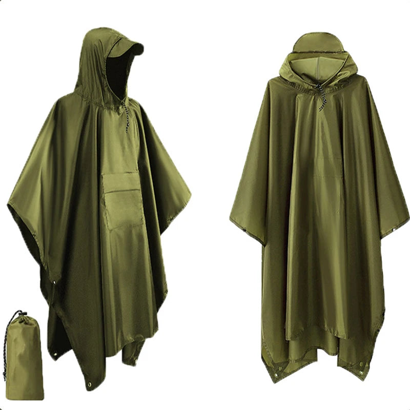 Waterdichte Regenponcho met Capuchon – 3-in-1 Outdoor Bescherming voor Wandelen Kamperen Tuin