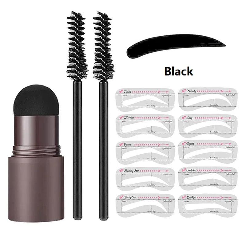 Wenkbrauw Stempel Styling Set voor Perfecte Brows met Sjablonen Poeder Natuurlijke Look Dagelijks Gebruik