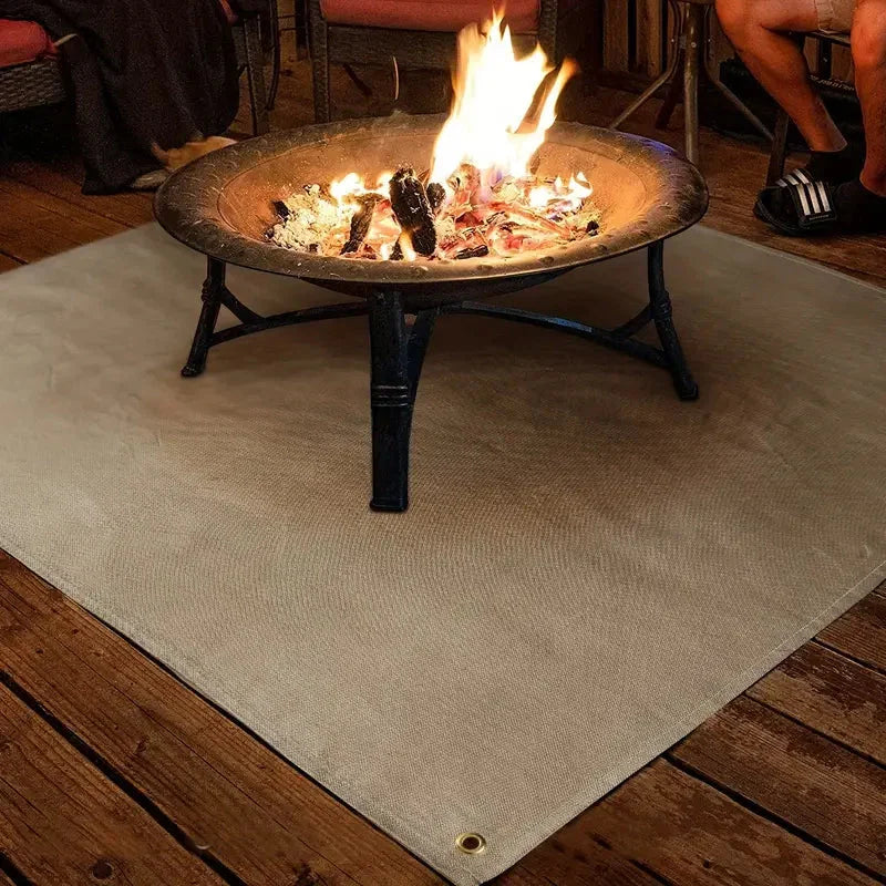 Vuurvaste Mat Hittebestendig 800°C Glasvezel Aluminiumfolie BBQ Vuurkorf Terras Bescherming Opvouwbaar Herbruikbaar Vloer Tuindecoratie