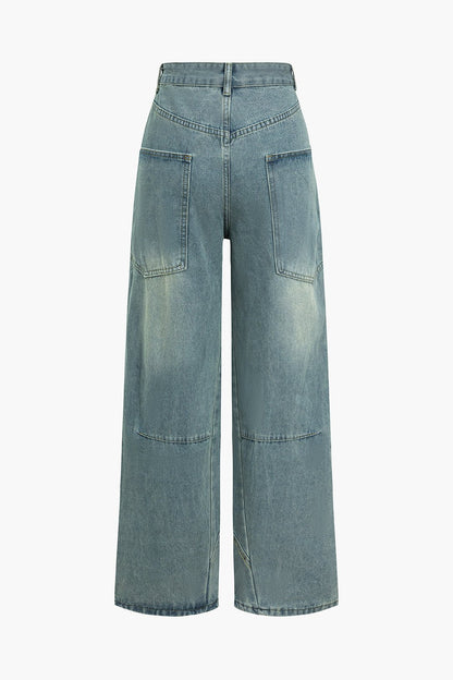 Vrouwen Jeans Wijde Pijpen Comfortabel Dagelijks