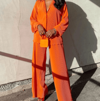 Damespak Tweedelig Broek Losse Fit Gedraaide Pijpen