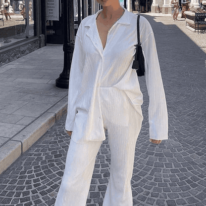 Damespak Tweedelig Broek Losse Fit Gedraaide Pijpen