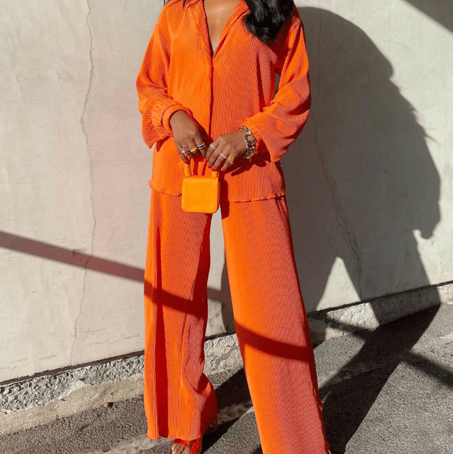Damespak Tweedelig Broek Losse Fit Gedraaide Pijpen