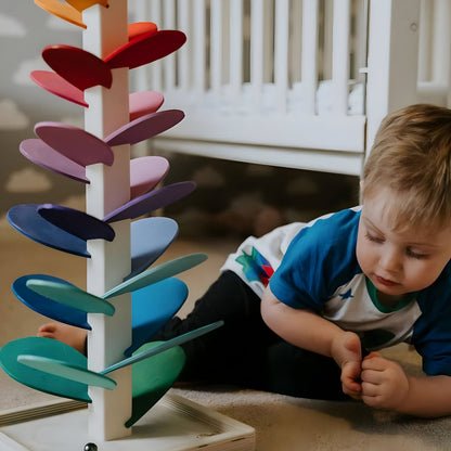 Houten Knikkerbaan Educatief Speelgoed Gekleurd Montessori 71cm Vanaf 10 Maanden