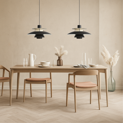 Meerlagige Deense Hanglamp Aluminium Zwart E27 Eettafel Keukeneiland Scandinavisch Design Verlichting Modern Interieur