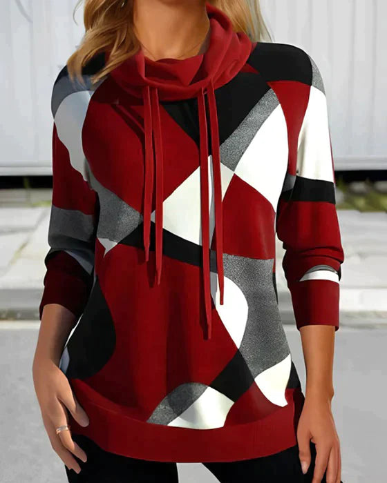 Softshell Top Met Kap en Hoge Kraag Contrasterend - StudioMarella