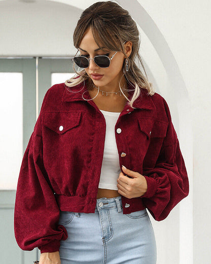 Dames Cropped Jack Corduroy Look Casual Stijl