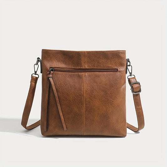 Vierkante Retro Schoudertas Bruin Crossbody Damestas Compacte Stijlvolle Schoudertas Dagelijks Gebruik