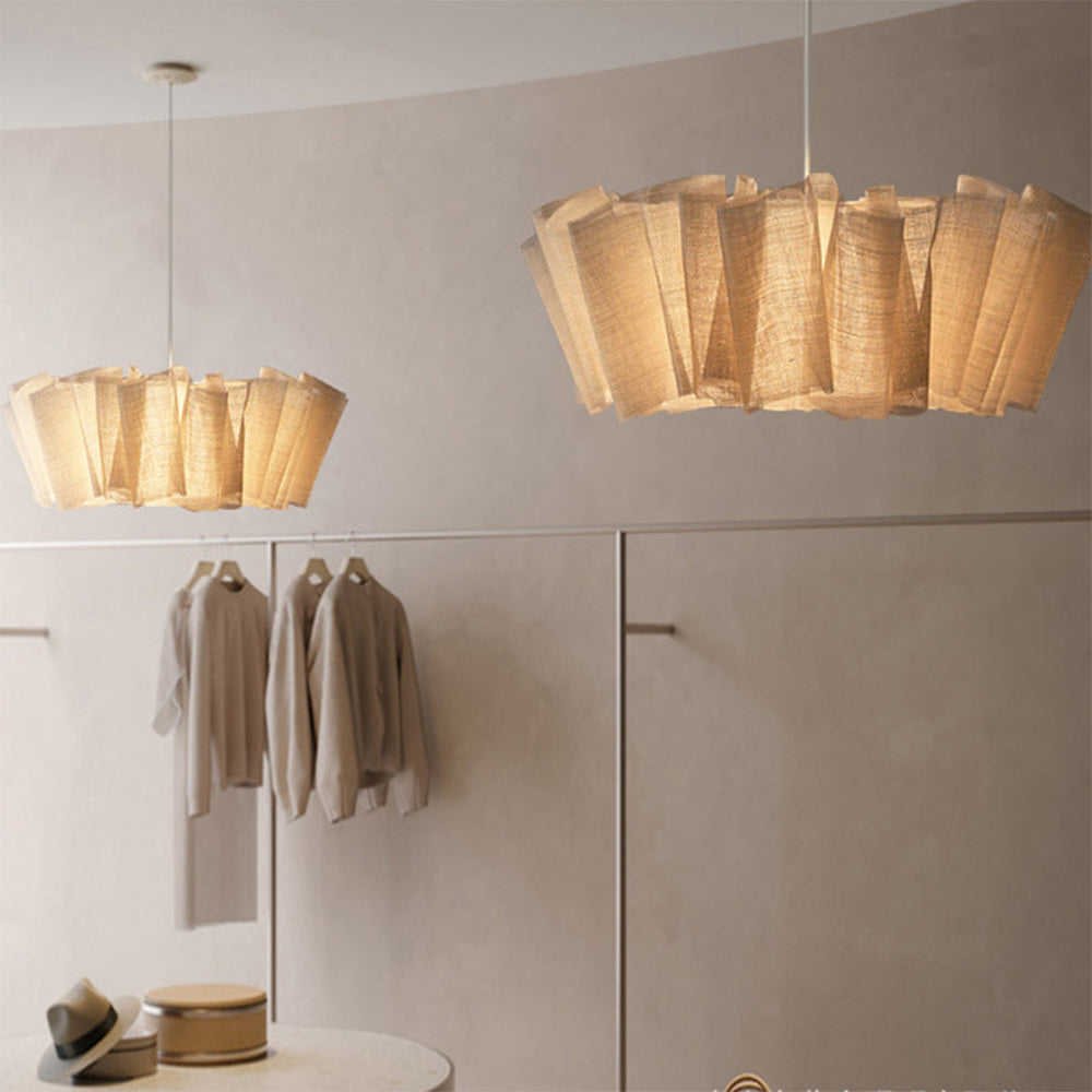 Geplisseerde Stoffen Hanglamp – Minimalistische Scandinavische Verlichting voor Eetkamer & Woonkamer