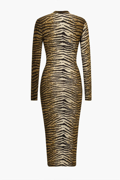 Jurk Luipaard Print Midi Stijlvolle Jurk voor Vrouw