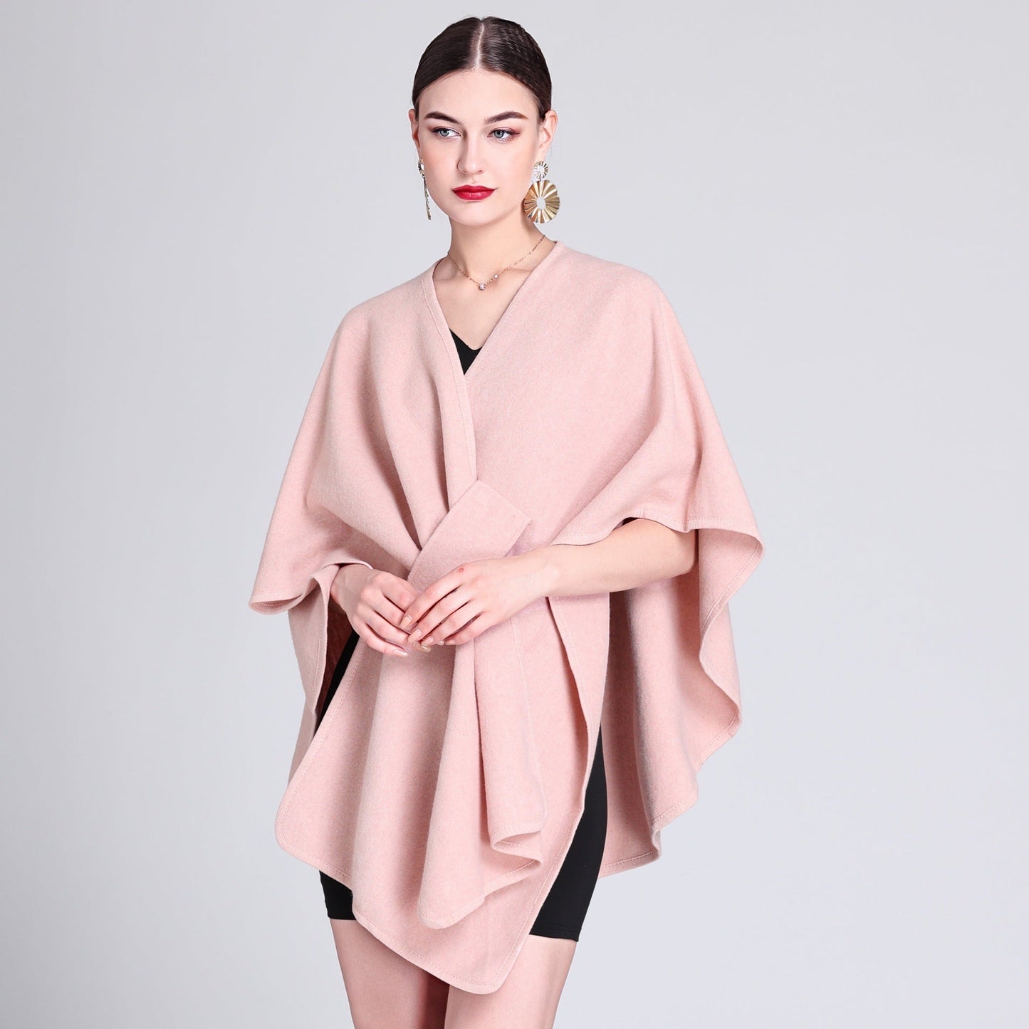 Dames Poncho Met Riem en Elegant Design
