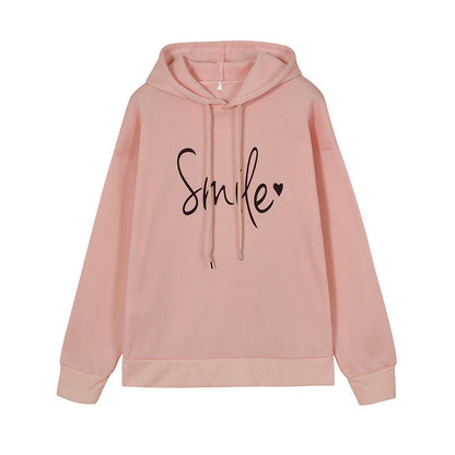 Dames Hoodie Vrolijke Smile Print Zacht Katoen