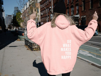 Dames Hoodie Happy Print Zacht en Ruimvallend