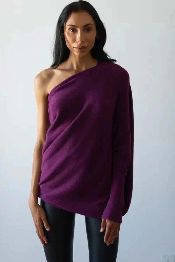 Dames Trui Asymmetrisch met Col en Drapé details