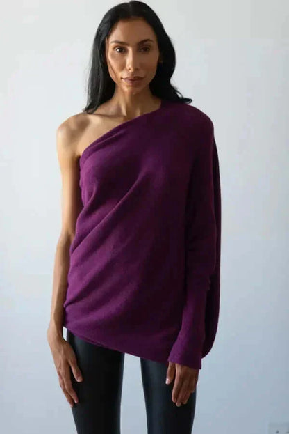 Dames Trui Asymmetrisch Col Rond Drapé Model