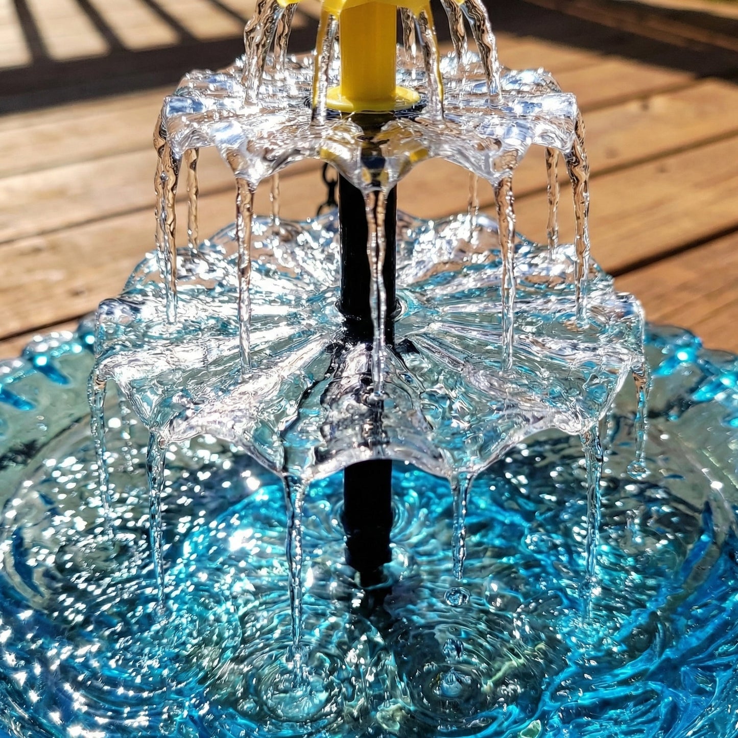 Hangende Zonnevogeldrinkbak Glas Fontein 2-Traps 25,5cm Tuin Terras Balkon Zonne-energie Kabellos Vogelbad Waterval Blauw Roze Zwart
