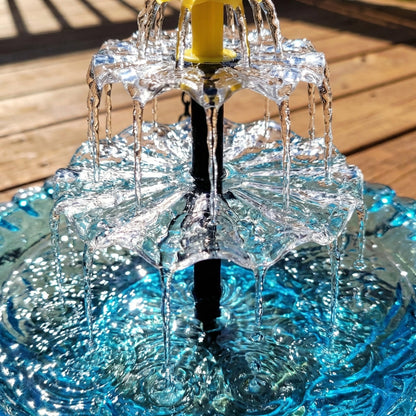 Hangende Vogelbadwaterfontein op Zonne-energie Tweeniveaus Glas Metaal voor Tuin Terras Balkon