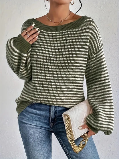 Vrouwelijke Gebreide Trui met Lage Schouders Casual Stijl