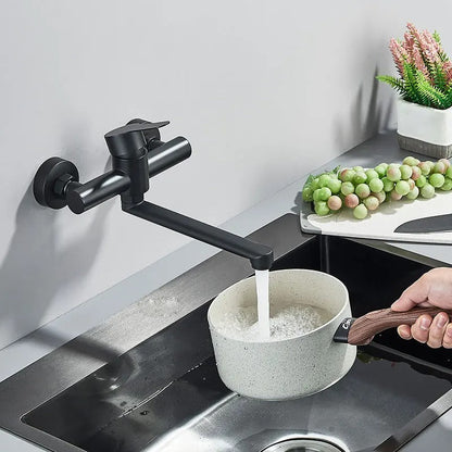 Wandkraan met Dubbele Hendel – 360° Draaibare Kraan voor Warm & Koud Water