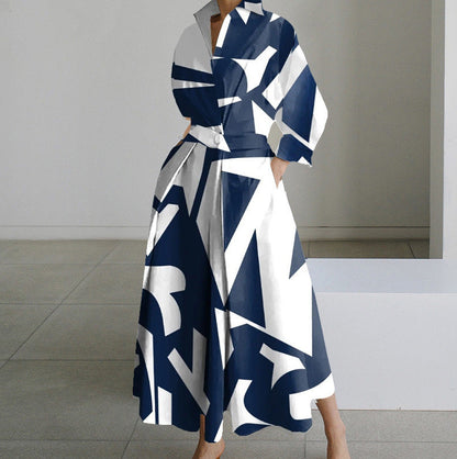 Dames Jurk Overhemdkraag Elegante Korte Mouw