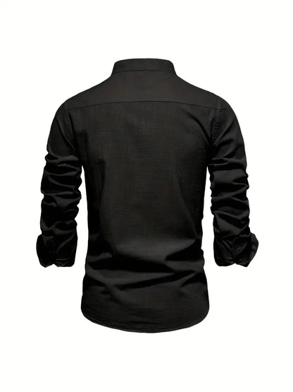 Heren Overhemd Klassiek Slim Fit Wit Blauw